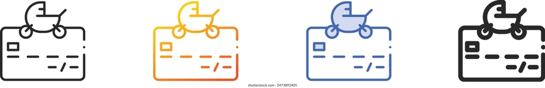 credit card icon.Thin Linear, Gradient, Blue Stroke and bold Style Design Isolated On White Background