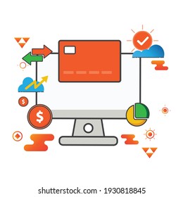 credit card illustration. computer illustration. Flat vector icon. can use for, icon design element,ui, web, app.