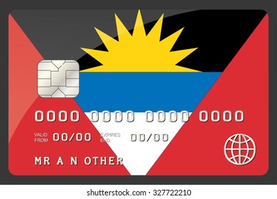 A Credit Card Illustration with the Flag of Antigua and Barbuda