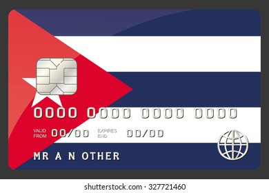 A Credit Card Illustration with the Flag of Cuba