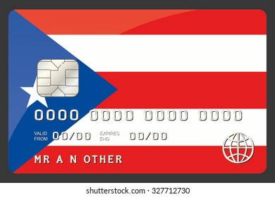 A Credit Card Illustration with the Flag of Puerto Rico