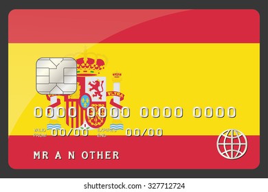 A Credit Card Illustration with the Flag of Spain