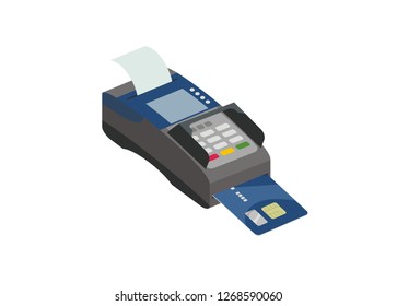 credit card inserted in the EDC machine, isometric view