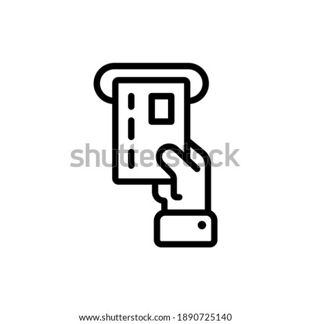 Credit card inserted in card reader. Money, finance icon. ATM cash machine. Banking. Payment terminal. Insert credit card sign. Vector EPS 10. Isolated on white background. Foto d'archivio © 