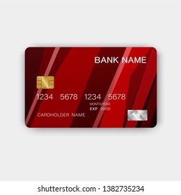 Credit card. With inspiration from the abstract.  Black and red on the white background. Glossy plastic style. Vector illustration design EPS 10