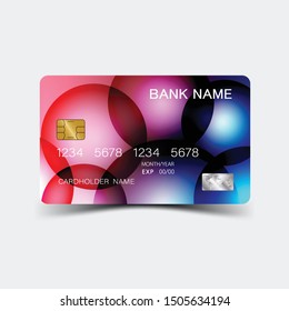 Credit card. With inspiration from the abstract.  Black and purple on the white background. Glossy plastic style. Vector illustration design EPS 10