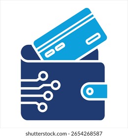Ilustração do vetor de ícone azul plano de integração de cartão de crédito