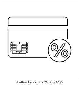 Credit Card Interest Rate Icon, Line Vector graphics