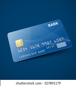 Credit card  isolated on blue background. 