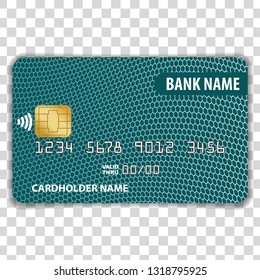 Credit Card isolated on transparent background. Mock Up Template. Vector illustration.