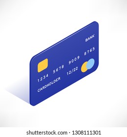 Credit card isometric icon. Isolated on white background sign symbol. Online shopping vector illustration. Can use for web, apps, infographics