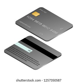 Credit card isometric icon on a white background from two sides