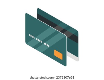 Credit card in isometric view. Simple flat illustration 