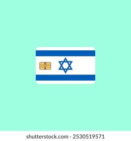 Credit card with Israel flag background for presentations and business, Isolated on white stock vector.