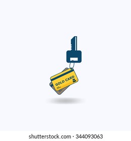 credit card with  key icon
