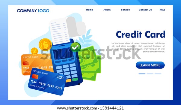 Credit Card Landing Page Website Illustration Stock Vector Royalty Free 1581444121