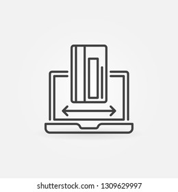 Credit Card with laptop vector outline icon. Online payment concept symbol in thin line style