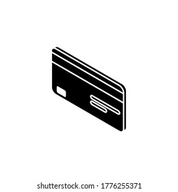 Kreditkartenansicht - Weißes Rahmensymbol, Vektorsymbol isometrisch. Flache Vektorgrafik.