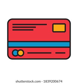 credit card line and fill style icon of money financial banking commerce and market theme Vector illustration