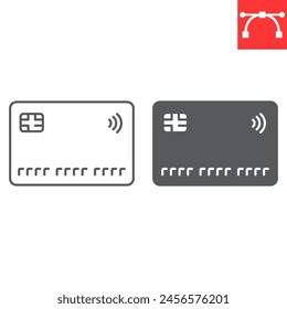 Kreditkartenzeile und Glyphensymbol, Zahlungsmethode und Finanzen, Debitkarten-Vektorgrafik-Symbol, Vektorgrafik-Grafiken, bearbeitbares Strich-Gliederungszeichen, EPS 10.