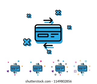 Credit card line icon. Bank payment method sign. Online Shopping symbol. Line icon with geometric elements. Bright colourful design. Vector