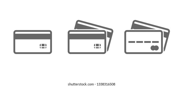 Credit card line icon. Bank payment method sign. Online Shopping symbol. Hold Report, Service and Global search line signs. Shopping cart icon. Editable stroke. Vector