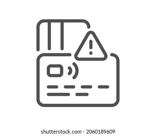 Credit card line icon. Bank money payment sign. Non-cash pay symbol. Quality design element. Line style card icon. Editable stroke. Vector