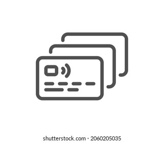 Credit card line icon. Bank money payment sign. Non-cash pay symbol. Quality design element. Line style card icon. Editable stroke. Vector