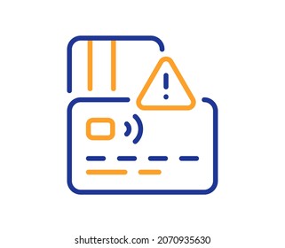 Credit card line icon. Bank money payment sign. Non-cash pay symbol. Colorful thin line outline concept. Linear style card icon. Editable stroke. Vector