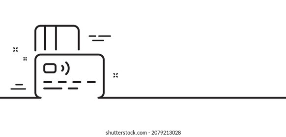 Credit card line icon. Bank money payment sign. Non-cash pay symbol. Minimal line illustration background. Card line icon pattern banner. White web template concept. Vector