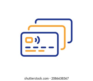 Credit card line icon. Bank money payment sign. Non-cash pay symbol. Colorful thin line outline concept. Linear style card icon. Editable stroke. Vector