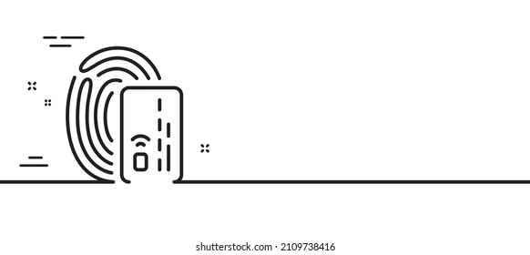Credit card line icon. Bank money payment sign. Fingerprint pay symbol. Minimal line illustration background. Card line icon pattern banner. White web template concept. Vector