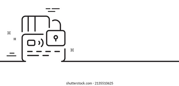 Credit card line icon. Blocked bank money payment sign. Non-cash pay symbol. Minimal line illustration background. Card line icon pattern banner. White web template concept. Vector