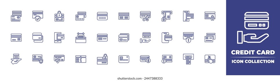 Credit card line icon collection. Editable stroke. Vector illustration. Containing credit card, loan, bankruptcy, card payment, card, payment, atm machine, online payment.