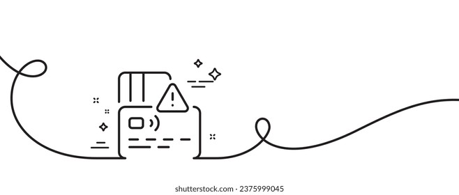 Icono de línea de tarjeta de crédito. Una línea continua con curl. Signo de pago de dinero bancario. Símbolo de pago no monetario. Cinta de contorno simple de tarjeta. Patrón de curva de bucle. Vector