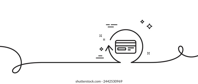 Credit card line icon. Continuous one line with curl. Banking Payment card sign. Cashback service symbol. Refund commission single outline ribbon. Loop curve pattern. Vector