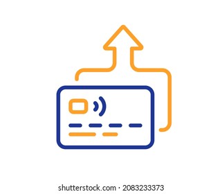 Credit card line icon. Send money payment sign. Receive transaction symbol. Colorful thin line outline concept. Linear style card icon. Editable stroke. Vector