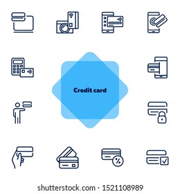 Credit card line icon set. Payment, gadget, mobile phone. Finance concept. Can be used for topics like money, banking, transaction