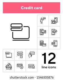 Credit card line icon set. Payment, gadget, mobile phone. Finance concept. Can be used for topics like money, banking, transaction