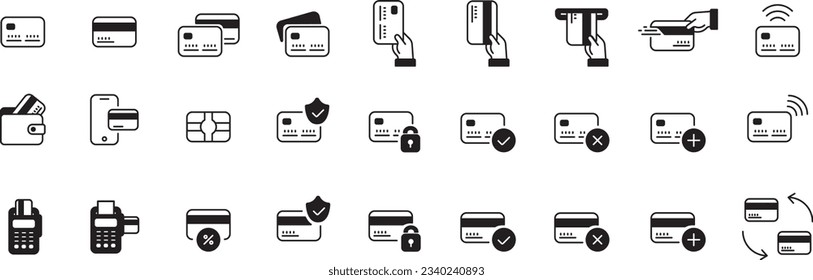 Credit Card Line Icon set symbol line pictogram vector minimal flat graphic design E-commerce payment