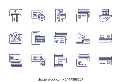 Credit card line icon set. Editable stroke. Vector illustration. Containing credit card, credit cards, bug, money, online payment, smartphone.