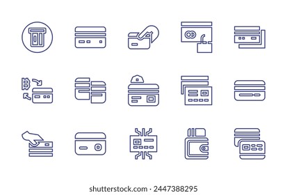 Credit card line icon set. Editable stroke. Vector illustration. Containing credit card, card payment, payment, card, contactless, wallet, online payment, secure payment, atm.