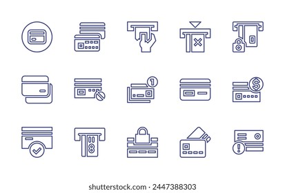 Credit card line icon set. Editable stroke. Vector illustration. Containing credit card payment, credit card, atm, no credit card.
