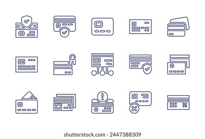 Credit card line icon set. Editable stroke. Vector illustration. Containing credit card, no credit card.