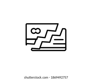 Icono de línea de tarjeta de crédito. Símbolo vectorial en estilo plano y a la moda sobre fondo blanco. Las finanzas cantan para el diseño.