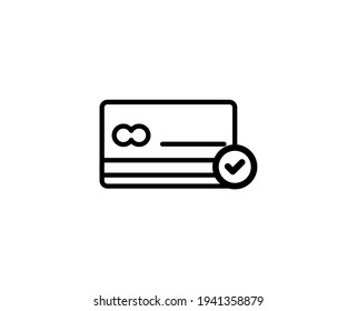 Icono de línea de tarjeta de crédito. Símbolo vectorial en estilo plano y a la moda sobre fondo blanco. Las finanzas cantan para el diseño.