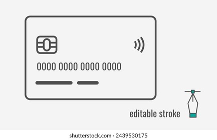 Credit Card line icon.Bank card for online payments and cash withdrawal symbol.Atm card pictogram.Debit payment sign. Vector graphics illustration EPS 10. Editable stroke