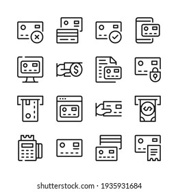 Credit card line icons set. Modern graphic design concepts, simple outline elements collection. Vector line icons