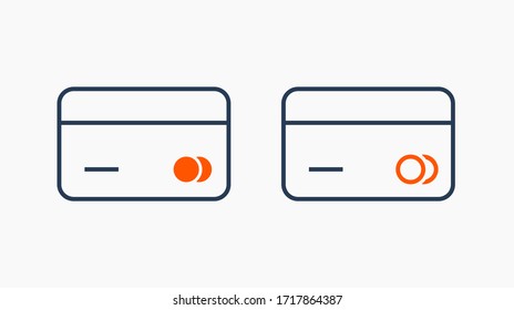 Credit card line vector minimalistic icon. Finance pay vector symbol. Shopping plastic atm icons set for web design. Modern flat transaction pay icon for app design. Electronic banking sign