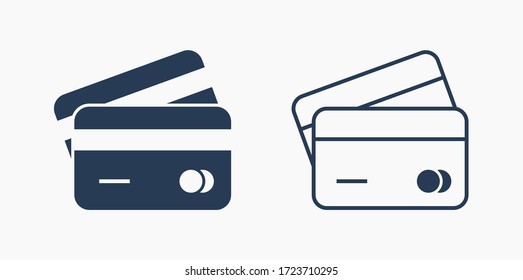 Icono minimalista del vector de la línea de crédito. El símbolo del vector de pago financiero. Compra de iconos de atm plástico para el diseño web. Icono de pago moderno de transacción plana para el diseño de aplicaciones. Signo de banca electrónica